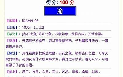 车牌号打分(车号打分100分的车号)