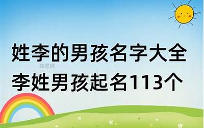 李的名字男孩(李姓男孩起名113个)