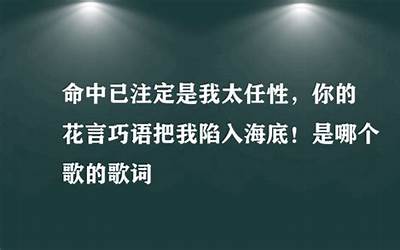 命中已注定(命中已注定是我太任性是什么歌)